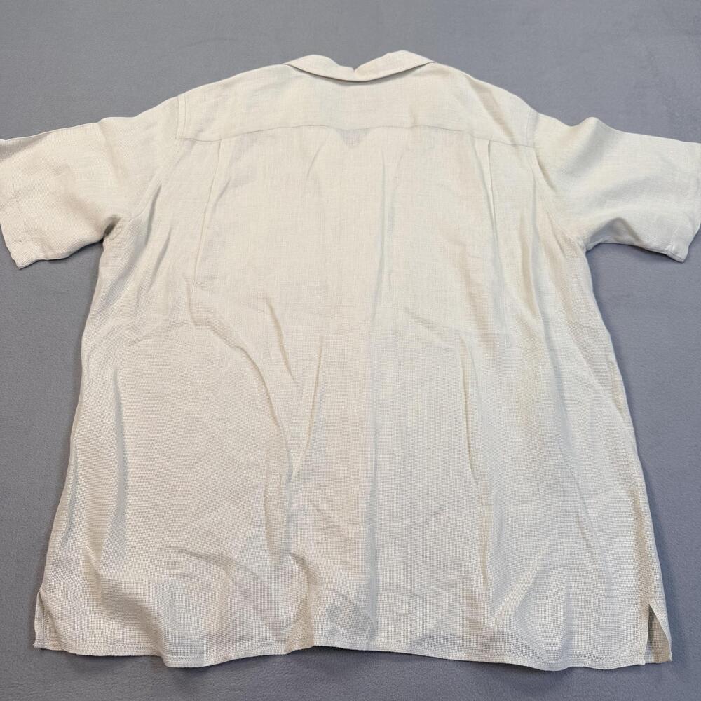 Banana Republic Shirt Mens Large Beige 100% Irish Linen Short Sleeve Button Up - Picture 8 of 8